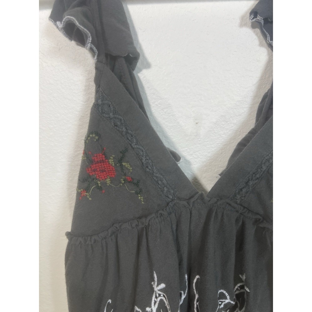 Kimchi Blue Urban Outfitters Kristy Babydoll Embroidered Tank Gray S Festival - Picture 3 of 7